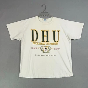Vintage Duck Head University Shirt Adult XL White Single Stitch Graphic Tee USA - Picture 1 of 16