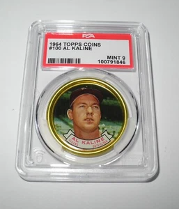 1964 Topps Baseball Coin Token Pin #100 Al Kaline Detroit Tigers PSA 9 MINT - Picture 1 of 2