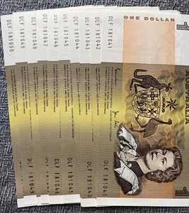 1982 $1 RUN OF 10 CONSEC PAPER BANKNOTES..JOHNSTON/STONE UNCIRCULATED.. - Picture 1 of 3