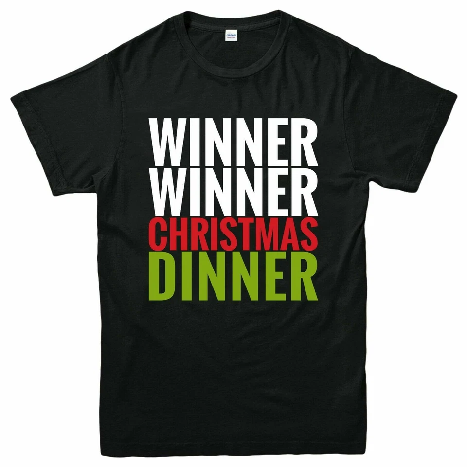 U&S CLOTHING WINNER WINNER CHRISTMAS DINNER T Shirt Xmas Wine Party Festive Holiday Tee Shirt