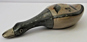 VINTAGE Hand Painted Mexican Tonala Pottery Ceramic Duck Goose Floral Pattern 7" - Picture 1 of 10