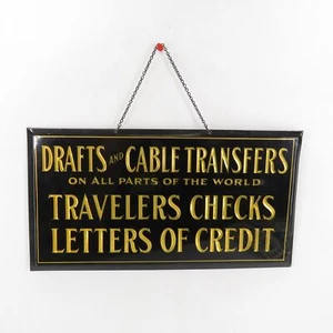 Vintage Drafts & Cable Transfers Plastic Over Embossed Metal Black/Gold 15"x 8" - Picture 1 of 8