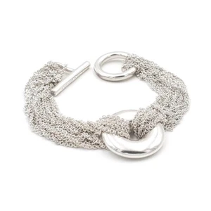 Pulsera Tiffany & Co. Plata de Ley Multi-Hebra Malla Círculo Abierto Palanca Eslabón - Imagen 1 de 2