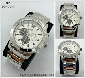 Men's CLASSY ELEGANT DIVER Round Silver LUXURY Designer Fashion WRIST WATCH 46mm - Picture 1 of 8