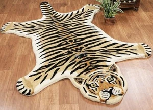 Tiger Shape 3x5ft-90x150 cm Handmade Tufted Wool Area Rug Without Tariff & Duty - Picture 1 of 8