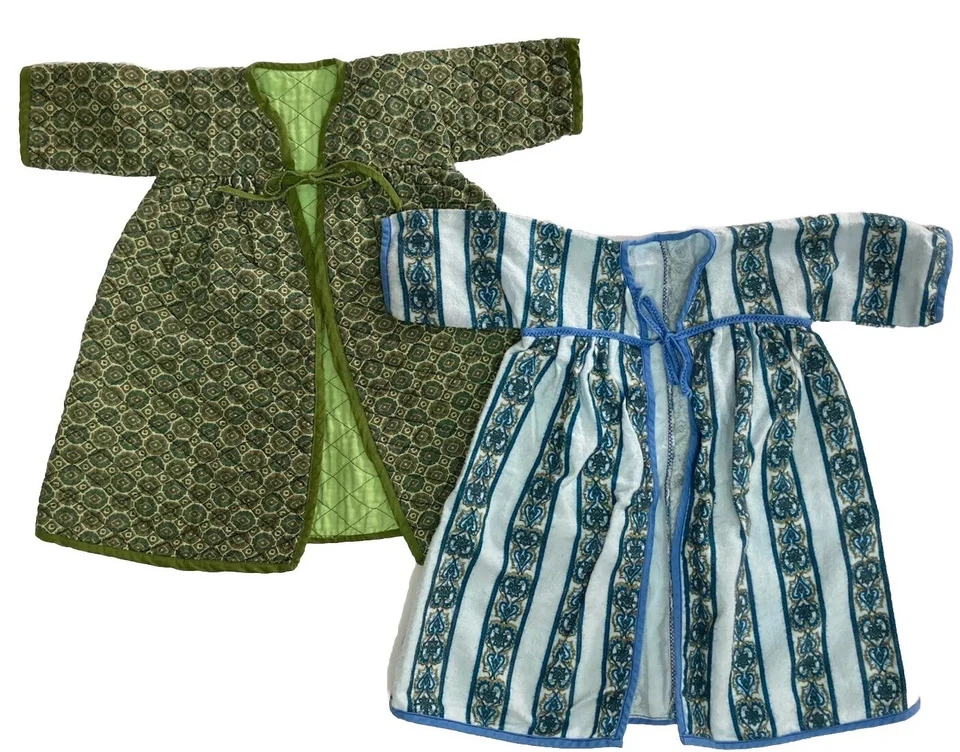 (2) Baby Newborn Robes Handmade Green Quilted Blue Flannel 1964 Vintage EUC - Image 1 of 4