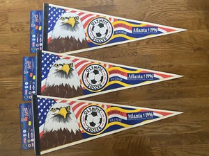Lot of 3 U.S. Olympic Soccer Atlanta 1996 Pennants - Picture 1 of 1