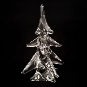 Handcrafted Clear Glass Christmas Tree Figurine 7.5" Tall Home Decor Collectible - Picture 1 of 6