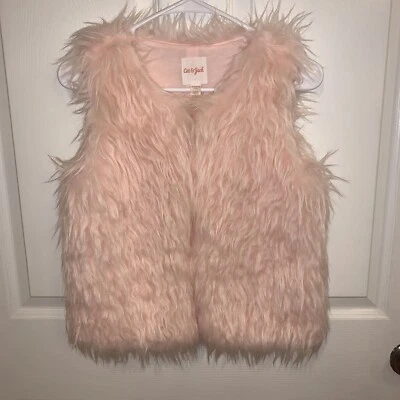 Girls Cat & Jack size XL (14-16) solid pink faux fur vest Clasp Closure (#7-8) - Image 1 of 4