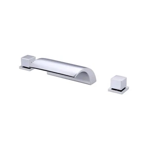 Roman Tub Faucet Waterfall Tub Filler Chrome Deck Mount Bathtub Faucets Brass... - Picture 1 of 8