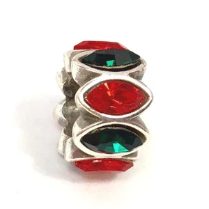 Brighton Navette Spacer Red Green Bead, J95132, Silver Finish, New - Picture 1 of 1