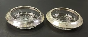 Juego de 2 posavasos Sunburst de plata esterlina vintage Frank M. Whiting Co. - Imagen 1 de 13