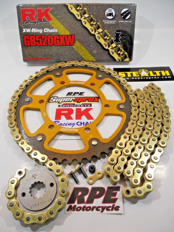 Kit de cadena y piñones SuperSprox 1991-1998 Honda CBR600 F2/F3 RK GXW Gold 520 Foto 1 de 1