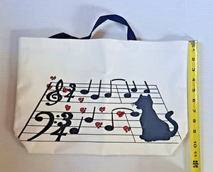 Canvas Tote Bag/Purse Black Cat with Notes - Picture 1 of 5
