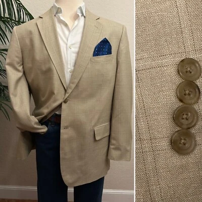 JOSEPH FEISS BLAZER TALLA 46 ABRIGO DEPORTIVO BRONCEADO VENTANA SEDA LANA TRAJE CHAQUETA Foto 1 de 4