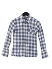 Rydale Women's Shirt Uk 8 Blue Checkered 100% Cotton Long Sleeve Collared Basic