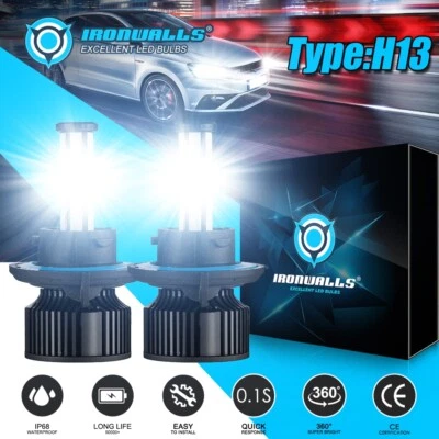 6-SIDE H13 LED HeadLight Bulbs 6000K for Polaris Ranger RZR 570/800/900/1000 XP - Image 1 of 4