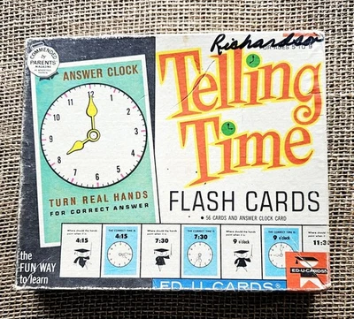 De colección 1963 Telling Time 40 tarjetas flash ED U tarjetas #245 Binney & Smith  Foto 1 de 2