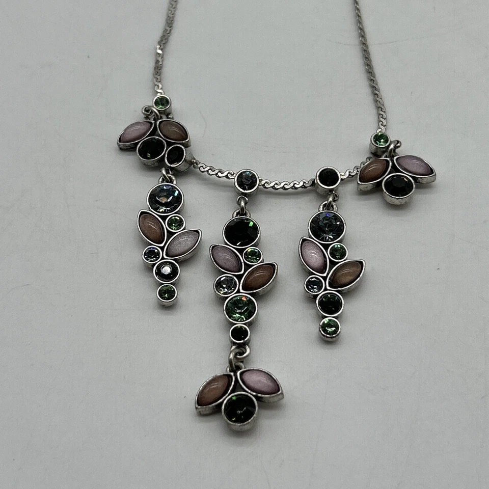 Collar de cadena enchapado en plata diseño danés peregrino abstracto multicolor Foto 1 de 4