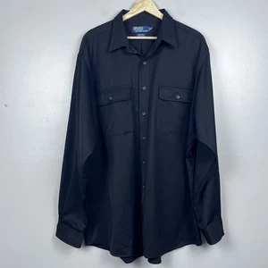 Polo Ralph Lauren Men's 100% Wool Whitfield Black Dress Shirt Size XL; Formal - Picture 1 of 11