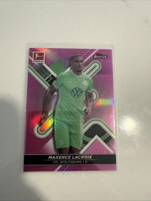 2021 Topps Finest Bundesliga Pink Refractor /300 Maxence Lacroix #148 Rookie RC - Image 1 of 3