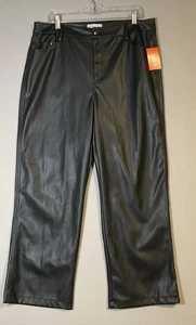 Women’s Intempo Black Pleather Pants Size 16 New With Tags - Picture 1 of 10