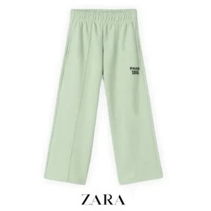 Zara Plush Pants Mint Green PARIS 1992 Sporty Lounge Sweatpants Girls Size 13-14 - Picture 1 of 12