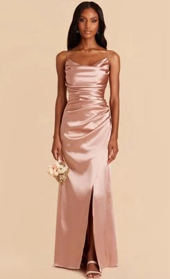 VESTIDO LYDIA GRIS PÁJARO Satinado Oro Rosa Talla M BODA DAMA DE HONOR Foto 1 de 4