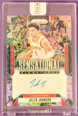 2024-25 Panini Prizm Jalen Johnson Sensational Signatures Lotus Auto /18 Hawks  - Image 1 of 2