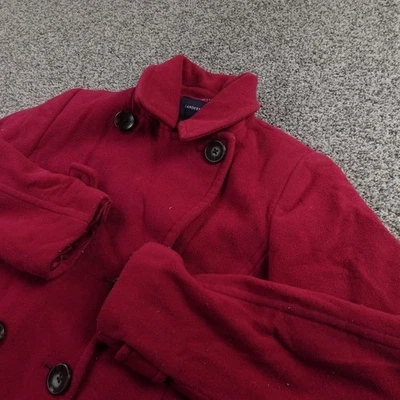Chaqueta Lands End Mujer 6 Rojo Lana Mezcla Cachemira Doble Pecho Guisante Abrigo Parka Foto 1 de 4