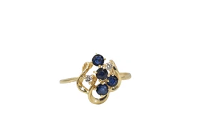 Anillo de diamantes con zafiro de oro amarillo de 14 quilates 2,2 G talla 9,75 - Imagen 1 de 6