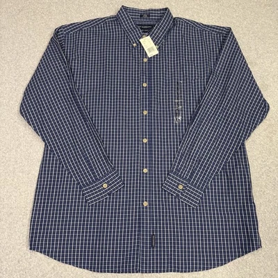 Grey Elephant Shirt Mens Large Blue White Plaid Button Down Long Sleeve Poplin - Image 1 of 4