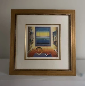 Arte Firmado Ferjo LE/500 “Divino” Litografía Arte Abstracto Enmarcado en Oro - Imagen 1 de 9