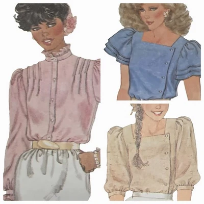 1980s Square High Neck Blouse Flutter Sleeve Simplicity 5599 Sewing Pattern - Image 1 of 3