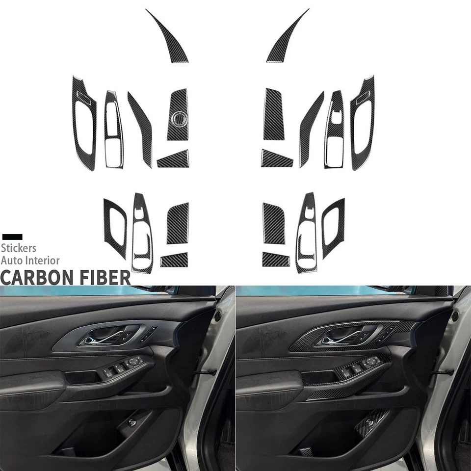 Kits de molduras de puerta interior de fibra de carbono real de 24 piezas para Chevrolet Traverse 2018-2023 Foto 1 de 4