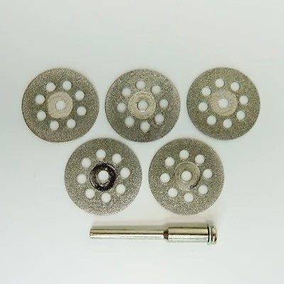 Diamant Trennscheibe 5 Stück 22mm + 1 Aufspanndorn Dremel Proxxon Multitool