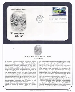 First Day Cover Postal Commemorative Society 2013, 1970 Plymouth Hemi 'Cuda 4747 - Picture 1 of 2