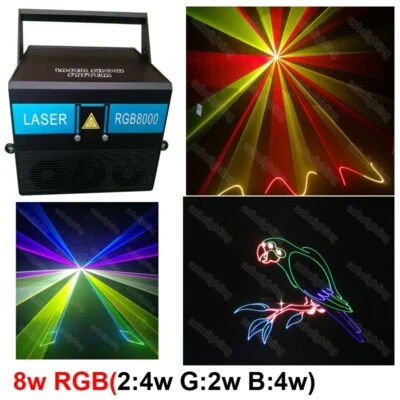 8000mW RGB disco laser light 8W rgb dj stage DMX church scanner laser light Show - Image 1 of 4