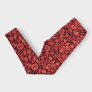 LuLaRoe One Size Leggings Women’s NWT Red Black Paisley Floral Print - Picture 1 of 7