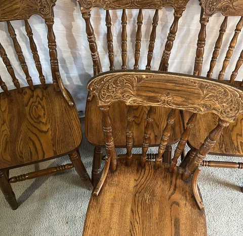 Virginia House Rustic Wood Chairs Wooden Set Of 4 Brown House Furniture Vintage Cover