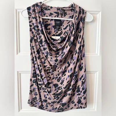 NWT Anthropologie Deletta Leopard Print Cowl Neck Sleeveless Blouse Size XS - Image 1 of 4