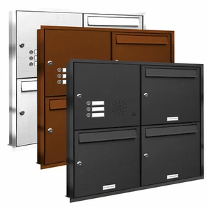 3 er Premium Unterputz Briefkasten Anlage Klingel RAL Farbe A4 Postkasten 2x2 - Bild 1 von 3