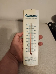Vintage Plastic Germania Insurance BRENHAM, TX Advertising Wall Thermometer  - Picture 1 of 8