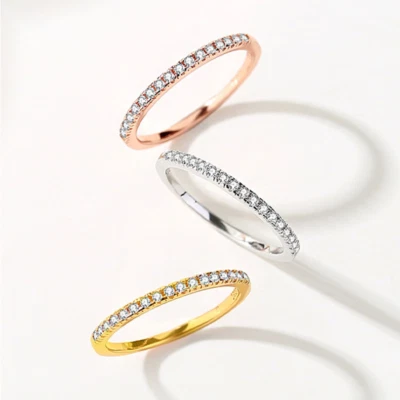 2mm Thin 18K Gold Plated Woman Girl Eternity Infinity Forever Love CZ Ring XJ34 - Image 1 of 4