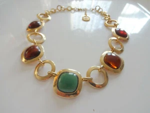 De Colección Crown Trifari Disfraz Multicolor Mogol Gripoix Piedra Collar Grueso - Imagen 1 de 8