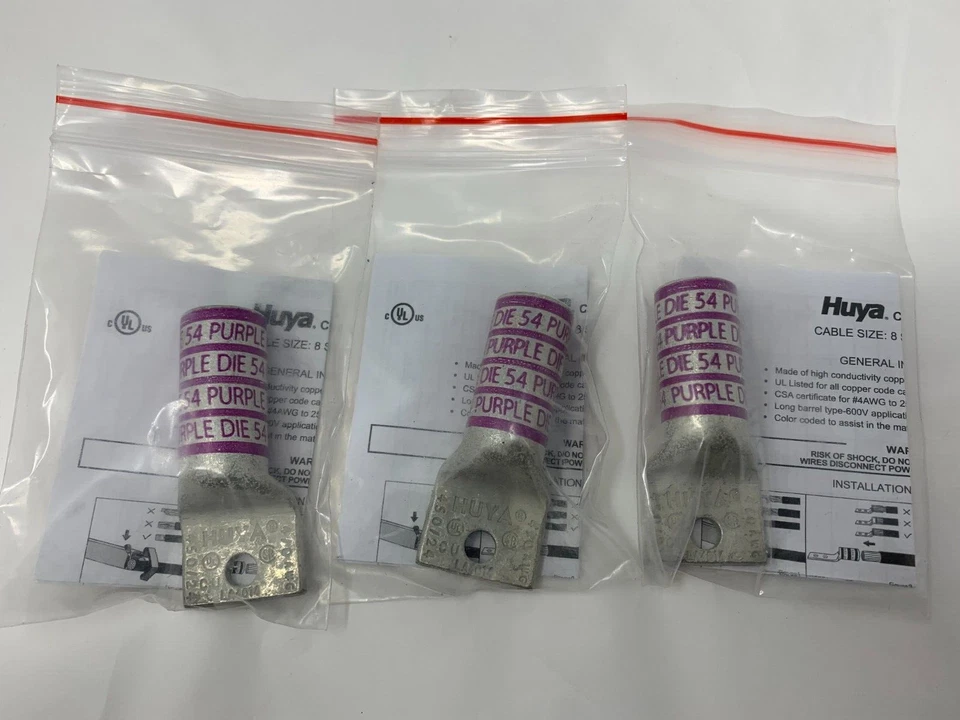 Grainger Huya 24C321 1-Hole Compression Copper Lug 4/0 AWG 1/4" Stud Lot of 3 - Image 1 of 3