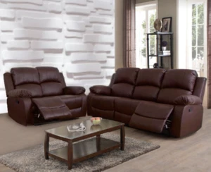 NEW Black or Brown 2PC Recliner Sofa & Loveseat Set - 4 Seater Comfort Recliner - Picture 1 of 12