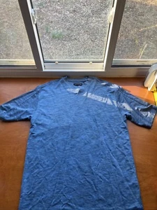 Jhane Barnes Unisex XL 100% blue silk short sleeved shirt - Picture 1 of 4