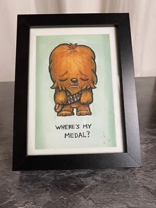 J Salvador’s Super Emo Friends Chewbacca Framed Print Wheres My Medal Star Wars - Picture 1 of 11