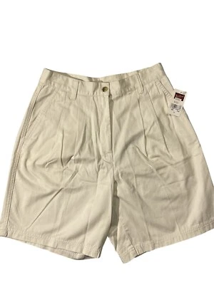 WOOLRICH Khaki High Waist Retro Pleated Front Shorts Women's Size 12 NWT  VTG - Image 1 of 4